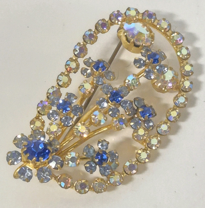 Vintage Sparkling Austria Brooch - 2.25" Long