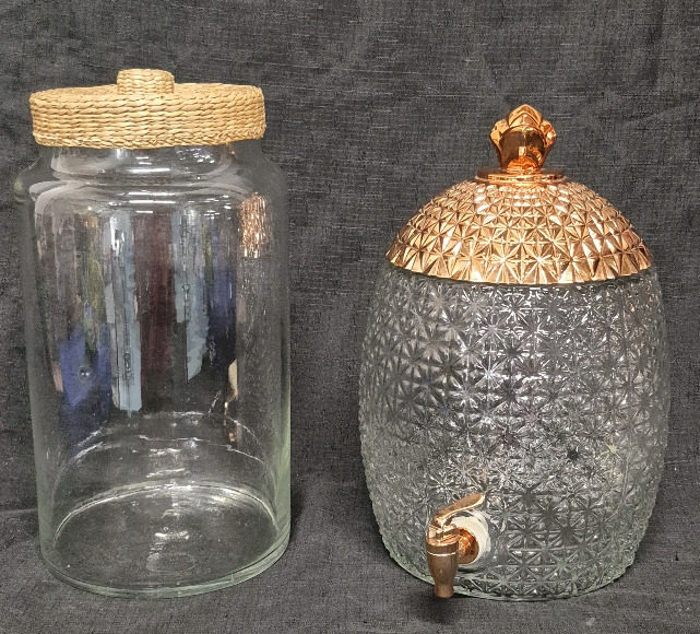 Glass Pineapple Water Dispenser 13" Tall & Large Glass Jar 13.5" Tall