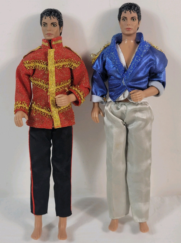 Two (2) Vintage 1984 Michael Jackson 11.5" Dolls . Both missing shoes .