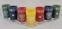 Vintage 1967 Dominion Glass Canadian Centennial 1867-1967 Tumblers , Set of 7 . Measures 4 ⅞" tall