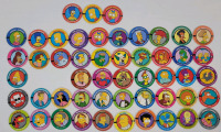 1994 Skybox The Simpsons Skycap Pogs . 50 Pogs , Complete Set . See last photo for #22 & #23