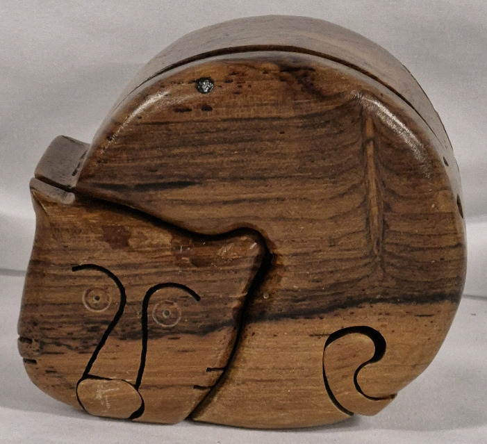 Adorable Wooden Cat Puzzle Box 4 by 3.75"