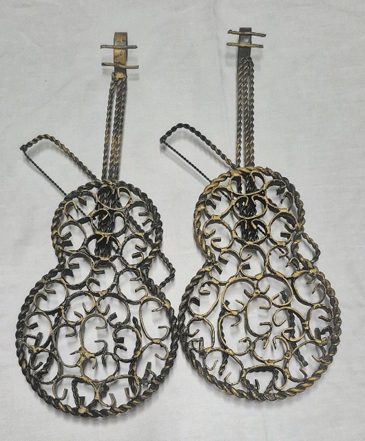 Vintage Metal Instrument Wall Art 11.5" Tall