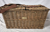 Fantastic Sutherland Wicker Picnic Basket with Accessories and Shoulder Strap - Lined Cooler Bag