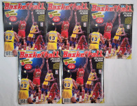 Five (5) 1990 - 1991 Panini NBA Basketball Sticker Album w/Stickers , Premier Edition . All 5 Sealed , Never Opened