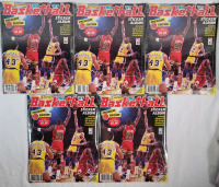 Five (5) 1990 - 1991 Panini NBA Basketball Sticker Album w/Stickers , Premier Edition . All 5 Sealed , Never Opened