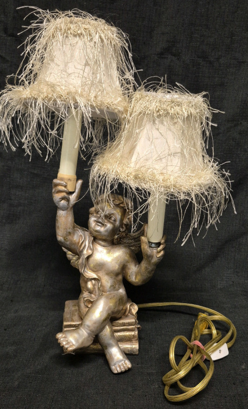 Vintage Cherub Lamp 16.5" Tall - Working