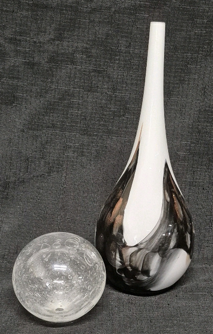 Stunning Hand Blown Vase 12" Tall & Paperweight 3.5" Diameter