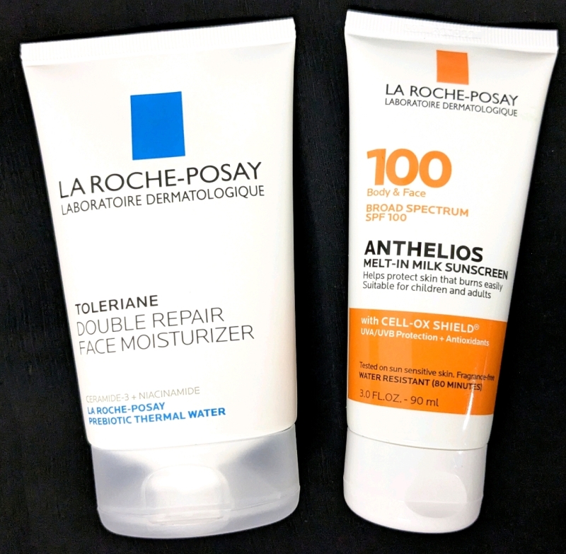 [See Desc] 2 LA ROCHE-POSAY Skincare: Double Repair Face Moisturizer & Broad Spectrum SPF 100 Anthelios Melt-In Milk Sunscreen - 80 Mins Water Resistant