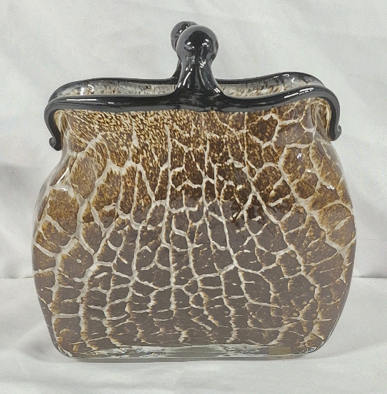 Beautiful Art Glass Purse Vase - 7.25" Tall & 6.5" Wide