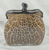 Beautiful Art Glass Purse Vase - 7.25" Tall & 6.5" Wide