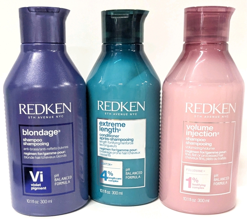 [See Description] 3 Redken Hair Products : Blondage Violet Pigment Shampoo, Volume Injection Shampoo & Extreme Length Conditioner