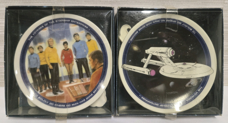 Vintage 1991 | Porcelain Star Trek Mini Decorative Plates 4" Dia