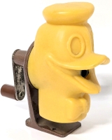 Absolutely Fantastic Vintage 1960's Walt Disney Productions Yellow Plastic Donald Duck Head Pencil Sharpener - 4.75" Tall