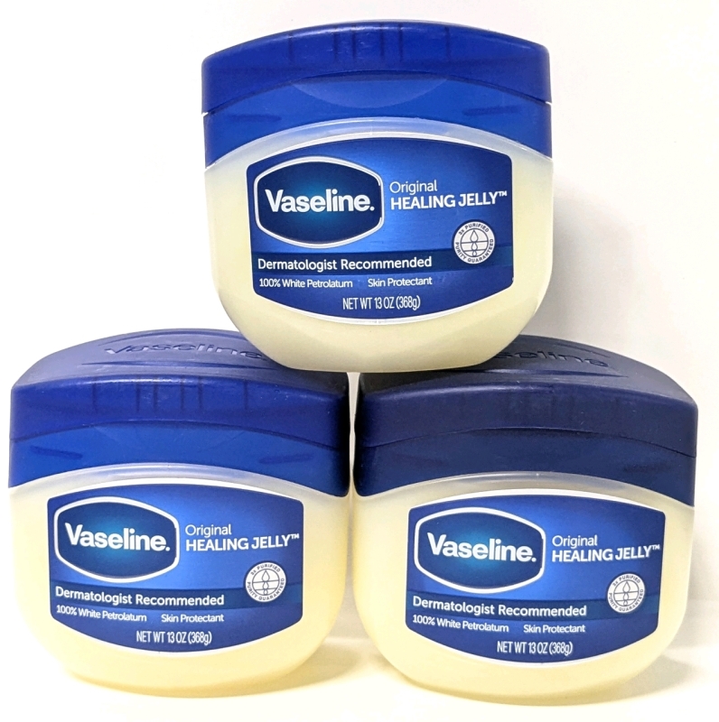 3 New VASELINE 100% White Petroleum Jelly - 368g Each