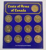 Vintage Shell Coat of Arms of Canada / Floral Emblems of Canada Medallion Set , Complete