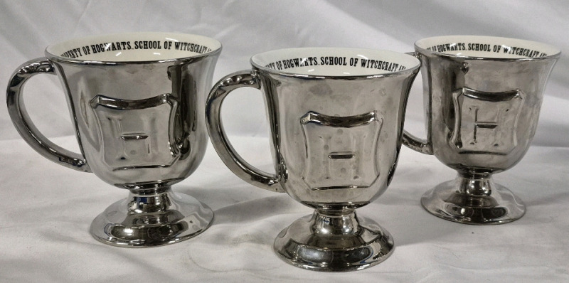 3 Harry Potter Footed Mugs Hogwarts School of Witchcraft and Wizardry