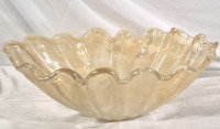 Large Murano Style Art Deco Honey Pearl Oval Shell Style Bowl - 20.5" Long & 10.5" Wide and 7.5" Deep