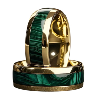 Two Titanium Wedding Rings 8mm 316L Stainless Steel Turquoise Colour Inlay Sizes 7 and 12