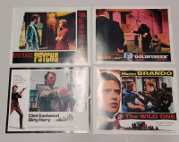 Movie Theater Lobby Card Prints . The Wild One , Goldfinger , Psycho & Dirty Harry . Measure approximately 13.5"&times;11"