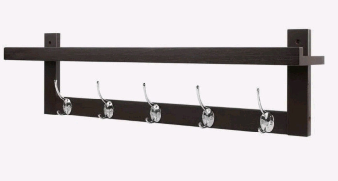 New In Box | Homfa Wall Mounted Shelf w/Storage &bull; Bamboo Wall Coat Rack w/5 Hooks | * Retails $53 As Seen On Ebay *