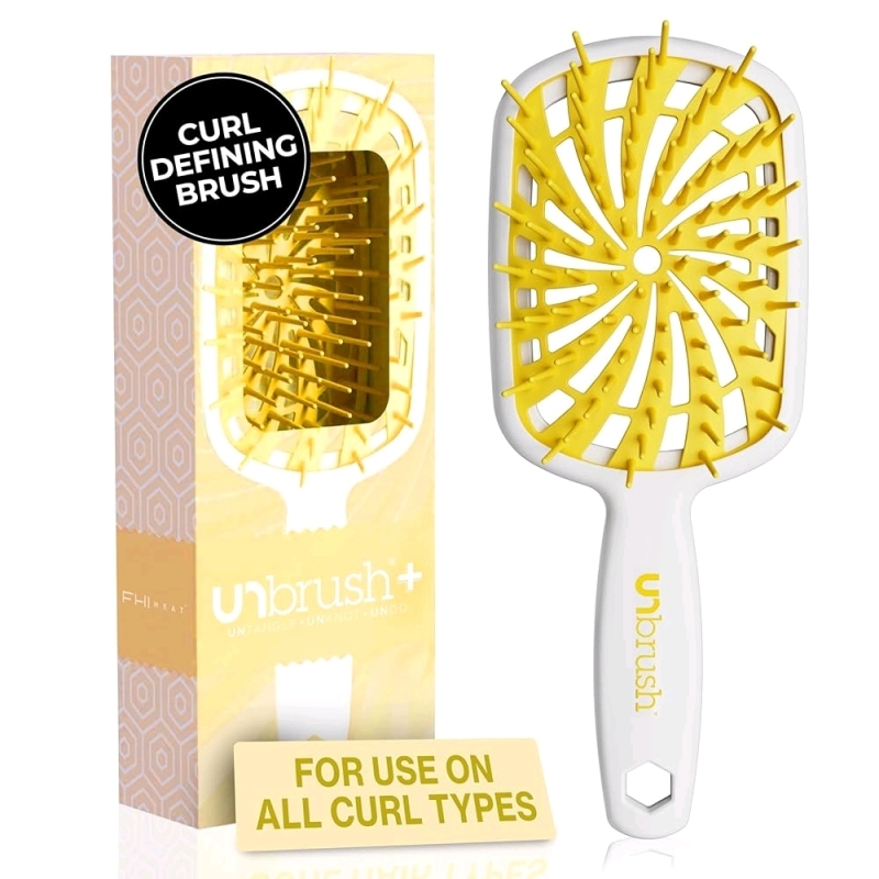 As-New in Box | FHI Heat UNbrush Plus &mdash; Curly Hair Brush for Gentle & Effective Detangling on Wet or Dry Fragile Hair Types &mdash; Detangler Brush w/ 84 UltraFlex Bristles, Ultra-light, Vented, Anti Static Hairbrush