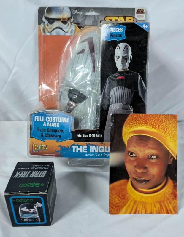 New to Vintage Sci-Fi Lot. Star Wars Inquisitor Costume, Star Trek Waterfall & Postcard