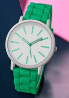 New Silicone Band Round Quartz Wrist Watch Bold Vibrant Stick Markers Margarita and White
