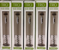 5 New Tru Battery Powered Wine Opener | Requires 4 AA Batteries| Each Box Measures 10" | Retails over 50 CAD