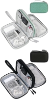 2 As-New FYY Travel Cable Organizer Pouches / Electronic Accessories Carry Cases / Portable Waterproof Double Layers All-in-One Storage Bags for Cords, Chargers, Phones - 8.5" &times; 2.75" &times; 5.25" Each