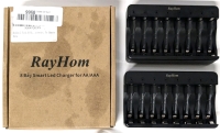 2-Pack RAYHON Rechargeable AA/AAA Battery Chargers - 8 Charging Bays Each, Does Not Include USB-C Charging Cables