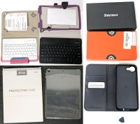 4 As-New Tablet & Phone Cases : Shieldon Leather 2-in-1 Phone Case (Unknown Compatibility), Jetech Clear Silicone for iPad 7/8/9, 2&times; Tablet Cases With Keyboards for 9" - 10.75" Tablets