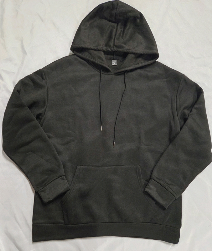 New | Size XL Men's Plain Black Hoodie