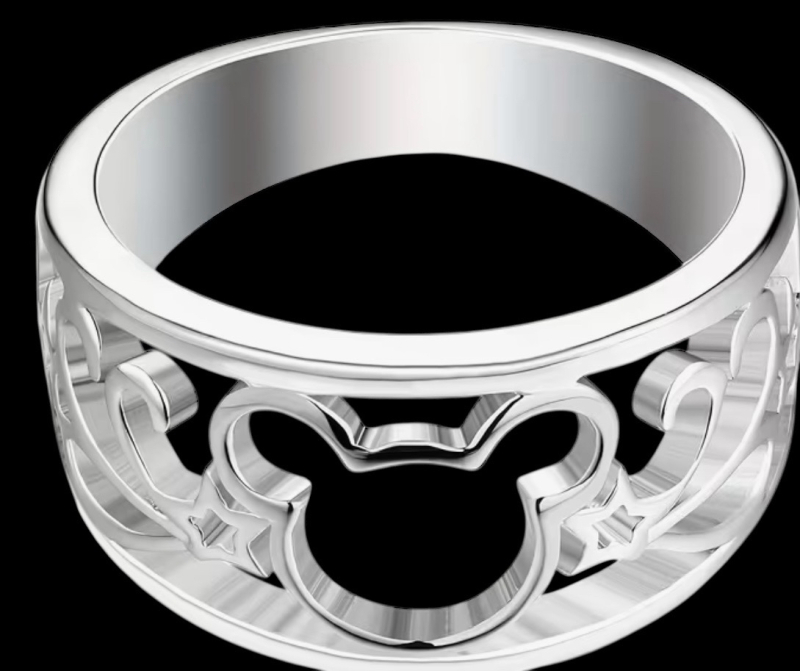 925 Sterling Silver Stamped Cut Work Mouse Ring Size 8