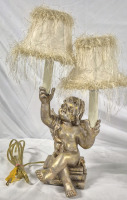Vintage Cherub Lamp 16.5" Tall - Working