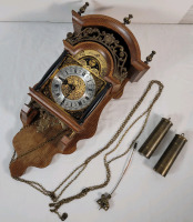 As Is - Vintage Dutch Moon Phase Wall Clock with German Mechanics , Includes Weights & Pendulum . Not Working , Will Need Service/Repair