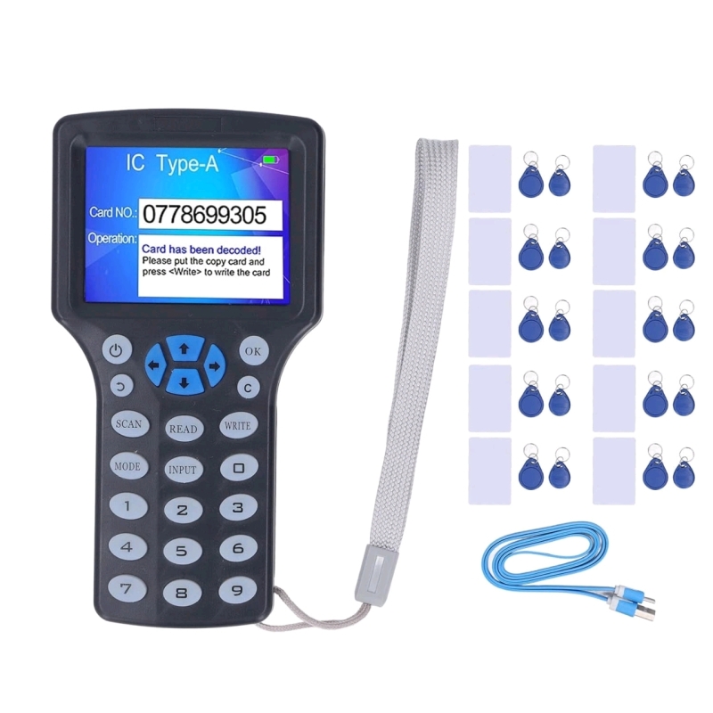 As-New in Box | NFC Card Reader Copier Duplicator, 10 Frequency, for IC ID Cards and All 125kHz Cards, 10Pcs T5577 Cards, T5577 Key Fobs and UID Key Fobs