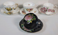 Four (4) Sets Cups & Saucers . All Cups and Saucers Ring True . Elizabelhan , Royal Minster , Royal Trent & Japan
