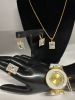 New DQG Elegant Ladies Quartz Watch Round Dial Soft Silicone Strap 2 Extension Bracelets Adjustable Ring Necklace and Lever Earrings - 4