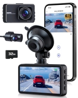 As-New in Box | Dellfy Wired 4K+2.5K Front and Rear Car Dash Cams with APP, 3" IPS Display Car Camera, 175&deg;+160&deg; Wide Angle, Night Vision, 24H Parking Mode, Loop Recording with 32GB SD Card