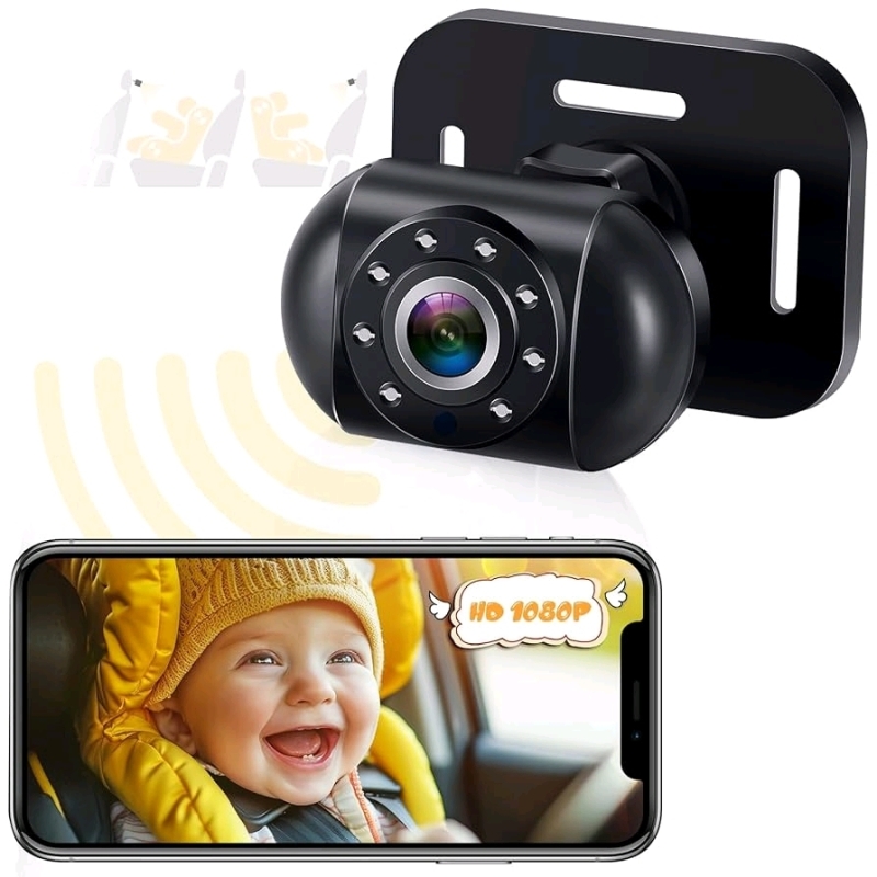As-New in Box | WZBB Baby Car Camera Wireless: Battery Powered Easy Install Rear Facing Baby Backseat Camera, Connects to Phone Wirelessly