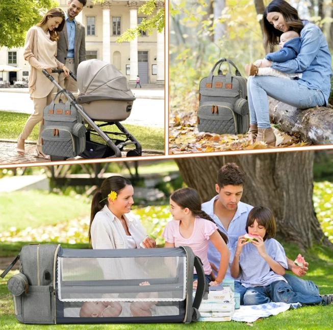 New | Large Multifunctional Diaper Bag | Folds Out into Changing Station | See Photos For Details