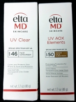 [See Desc] 2 As-New ELTA MD Broad Spectrum Face Sunscreens : UV Clear SPF 46 & UV AOX Elements Tinted SPF 50