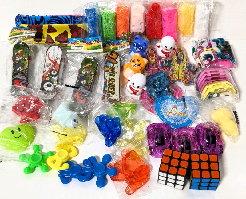 30+ Small Party Favors: Slap Bracelets, Mini Skateboards, Squishy Critters, Slap Hands +