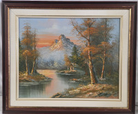 Signed Landscape Oil Painting | Measures 15" x 19" & 26" x 22" With Frame