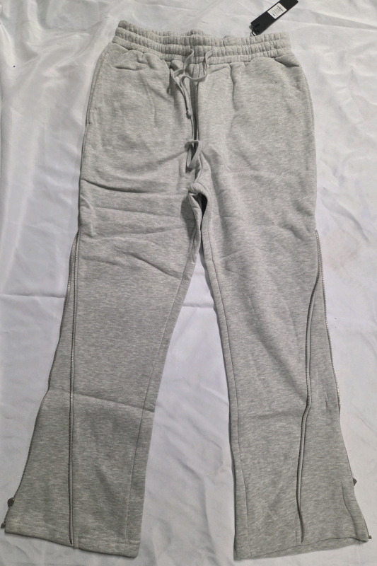 New | Size M Men's Wide Leg Sweatpants w/ Zipper Designs