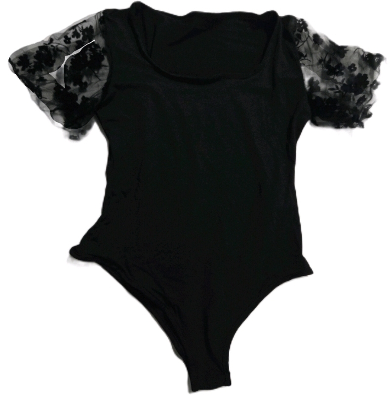 New | Size Large Women's Gorgeous Short Lace Sleeve Bodysuit