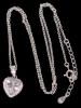 New 925S 2.0ct Heart Cut Simulated Diamond Halo Necklace, Adjustable 16" to 18" Long - Mounted in 925 Sterling Silver with White Gold Overlay - 2