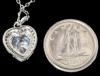 New 925S 2.0ct Heart Cut Simulated Diamond Halo Necklace, Adjustable 16" to 18" Long - Mounted in 925 Sterling Silver with White Gold Overlay - 5