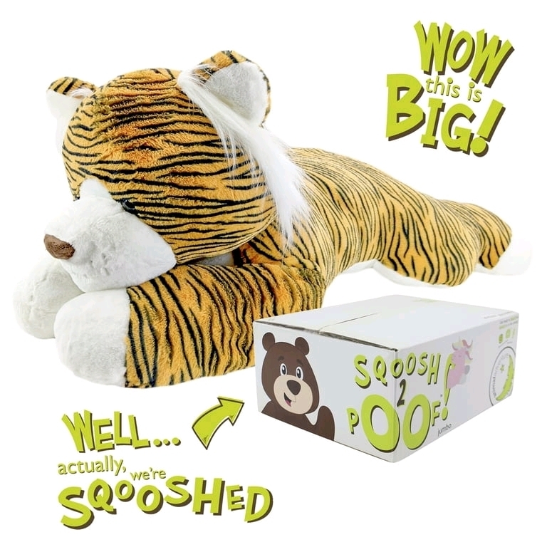 New Large 44" Tiger Animal Adventure Sqoosh2Poof Giant Cuddly